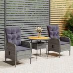 vidaXL 3-delige Bistroset poly rattan grijs, Tuin en Terras, Verzenden, Nieuw