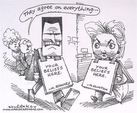 Pentekening Amerika - Romney en Hillary zijn het eens, Antiek en Kunst, Kunst | Tekeningen en Fotografie, Verzenden