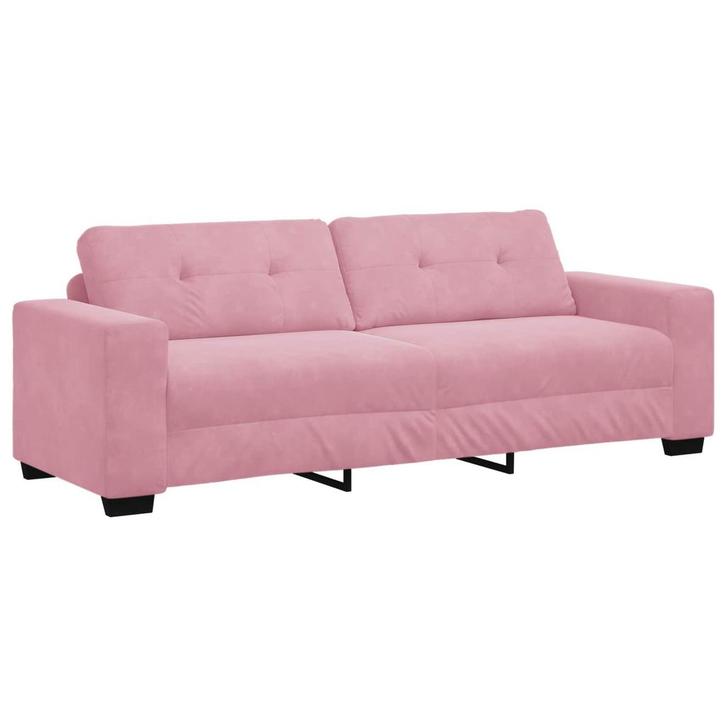 vidaXL | 3-Zits Sofa | met kussen Roze Fluweel, Huis en Inrichting, Zetels | Zetels, Nieuw, Verzenden