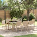 vidaXL Tuin Eettafel Set 9 pcs Beige poly rattan, Tuin en Terras, Tuinstoelen, Verzenden, Nieuw