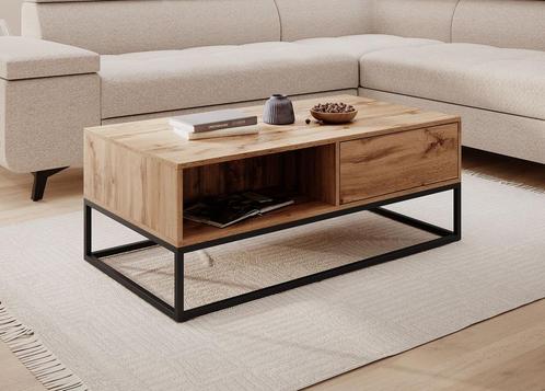 Meubella | salontafel eiken met opbergruimte lades, Huis en Inrichting, Tafels | Salontafels, Nieuw, 50 tot 100 cm, 50 tot 75 cm