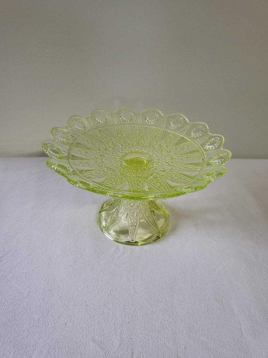 Grand compotier en verre uranium – Début/Milieu XXe siècle -, Antiek en Kunst, Antiek | Glaswerk en Kristal