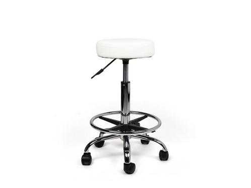 Tabouret Wit - Standaard Zithoogte met Voetsteun, Huis en Inrichting, Krukjes, Nieuw, In hoogte verstelbaar
