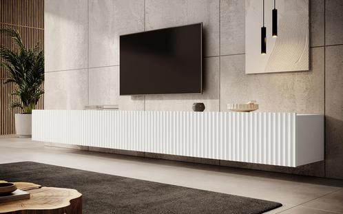 Meubella | TV-Meubel hangend wit 300cm lamellen, Huis en Inrichting, Kasten |Televisiemeubels, 25 tot 50 cm, Nieuw, Overige materialen