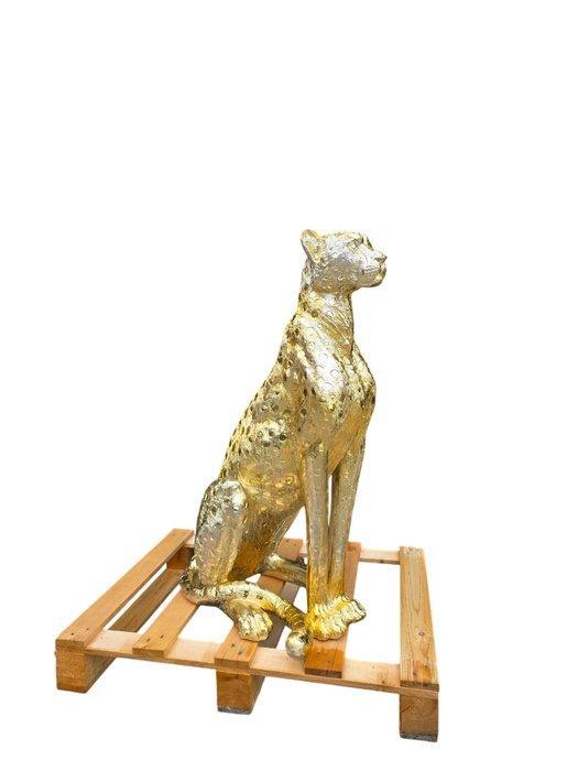 Beeld, XL Gold Cheetah - 86 cm - Hars, Antiek en Kunst, Curiosa en Brocante