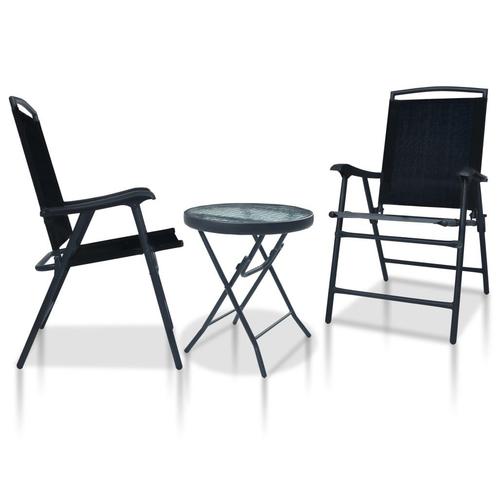 vidaXL 3-delige Bistroset staal zwart, Tuin en Terras, Tuinsets en Loungesets, Nieuw, Verzenden