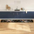 vidaXL Keuken Mat Bloemen Zwart 300 x 60 cm Fluweel, Verzenden, Nieuw