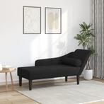 vidaXL Chaise longue met kussens stof zwart, Verzenden, Nieuw