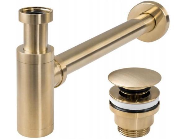 Veiling - Wastafelsifon met afvoerplug - Geborsteld Goud, Doe-het-zelf en Bouw, Sanitair
