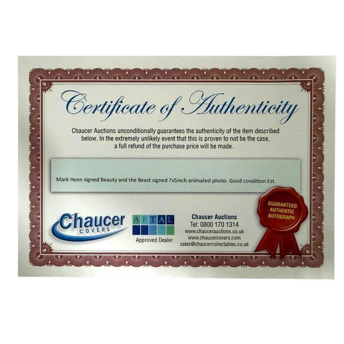 La Bella y la Bestia - Autógrafo original certificado de, Verzamelen, Disney