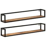 vidaXL Wandschappen 2 st 110x17x17 cm massief mangohout en, Huis en Inrichting, Kasten | Wandmeubels, Verzenden, Nieuw
