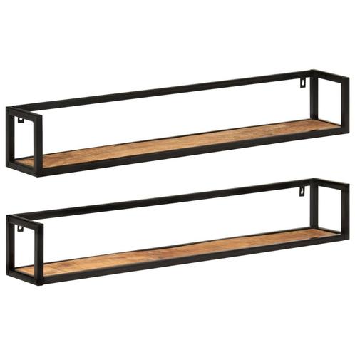 vidaXL Wandschappen 2 st 110x17x17 cm massief mangohout en, Huis en Inrichting, Kasten | Wandmeubels, Nieuw, Verzenden