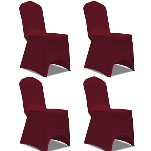 vidaXL Housse de chaise extensible 4 pcs Bordeaux, Tuin en Terras, Tuinstoelen, Verzenden