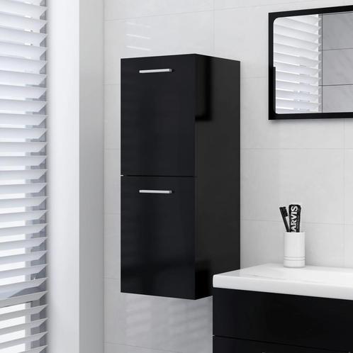 vidaXL Badkamerkast 30x30x80 cm bewerkt hout zwart, Huis en Inrichting, Badkamer | Badkamermeubels, Nieuw, Verzenden