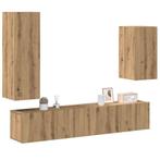 vidaXL 4-delig Tv-meubelset wandmontage bewerkt hout, Huis en Inrichting, Verzenden, Nieuw