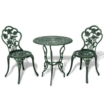 vidaXL 3-delige Bistroset gietaluminium groen, Verzenden