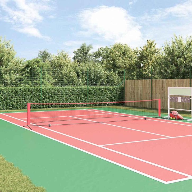 vidaXL Tennisnet Zwart en rood Polyester, Sport en Fitness, Tennis, Nieuw, Verzenden