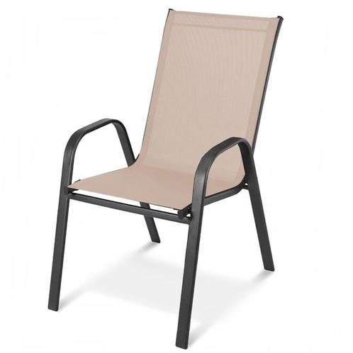 Stapelbare tuinstoel - Eenvoudig schoon te maken - Beige..., Tuin en Terras, Tuinstoelen, Stapelbaar, Nieuw, Kunststof, Ophalen of Verzenden