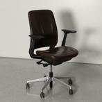 Steelcase bureaustoel, bruin leder, 1D armlegger, Gebruikt, Ophalen of Verzenden