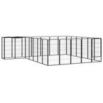 Hondenkennel 26 panelen 50x100 cm gepoedercoat staal zwart, Dieren en Toebehoren, Verzenden, Nieuw