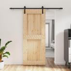 vidaXL Schuifdeur met beslag 85x210 cm massief grenenhout, Doe-het-zelf en Bouw, Deuren en Vliegenramen, Verzenden, Nieuw