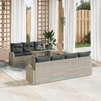 vidaXL Tuinbank Set met kussen 8 pcs Lichtgrijs Poly rattan, Tuin en Terras, Verzenden, Nieuw