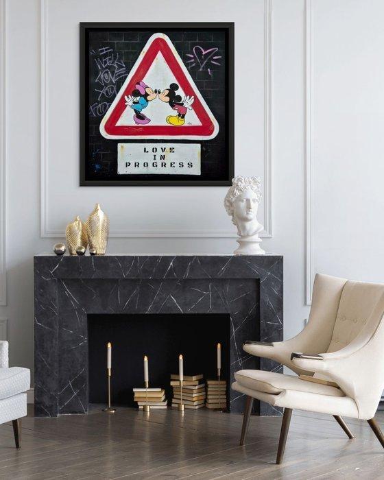 Hipo (1988) - Mickey & Minnie Mouse - Love in progress One, Antiquités & Art, Art | Peinture | Moderne