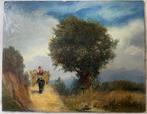 C. De Servi (XX) - Paesaggio di campagna con contadino su, Antiek en Kunst