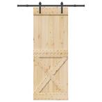 vidaXL Schuifdeur met beslag 85x210 cm massief grenenhout, Doe-het-zelf en Bouw, Deuren en Vliegenramen, Verzenden, Nieuw