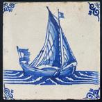 Tegel - Antieke Delfts blauwe tegels met grote schepen en