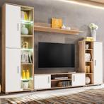 vidaXL Tv-wandmeubel met LED-verlichting Sonoma eiken en wit, Huis en Inrichting, Verzenden, Nieuw