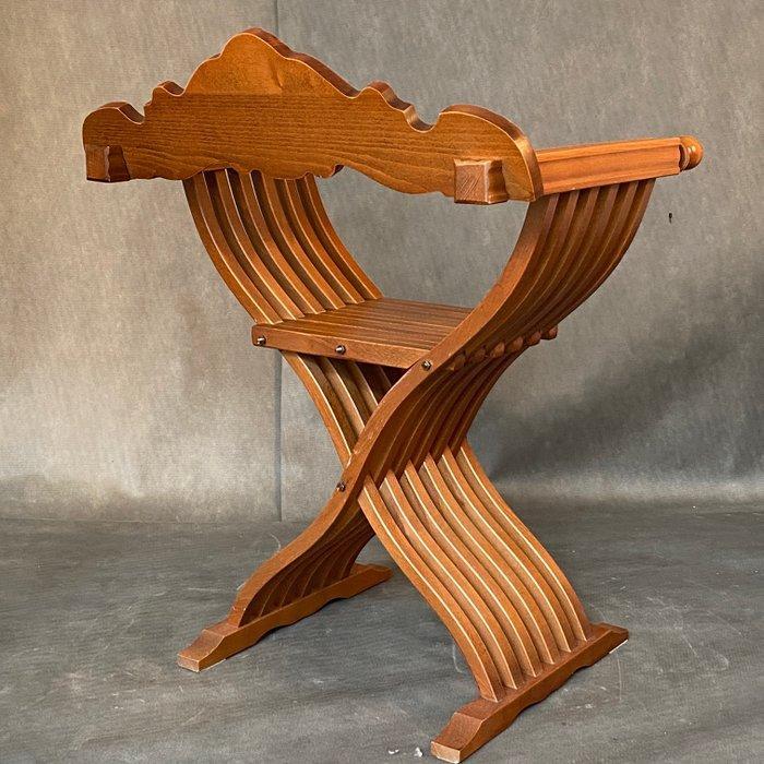 Stoel - Hout - Savonarola, Antiquités & Art, Curiosités & Brocante