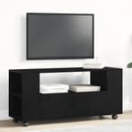 vidaXL Tv-meubel wielen 102x34,5x43 cm spaanplaat zwart, Verzenden, Nieuw