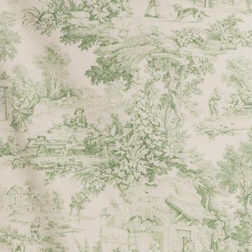 Prachtige groene Toile de Jouy - Textiel - 250 cm - 280 cm