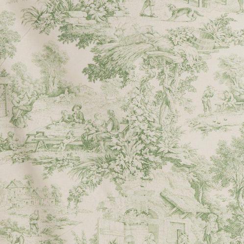 Prachtige groene Toile de Jouy - Textiel - 250 cm - 280 cm, Antiek en Kunst, Curiosa en Brocante