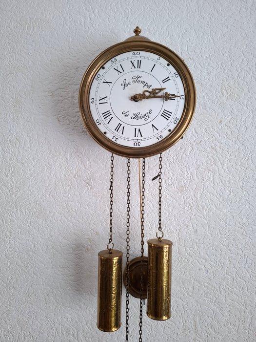 Klok - Le Temps de Liège - Emaille, Messing, Metaal -, Antiek en Kunst, Antiek | Klokken