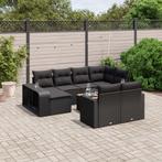 vidaXL 11-delige Loungeset met kussens poly rattan zwart, Verzenden, Nieuw