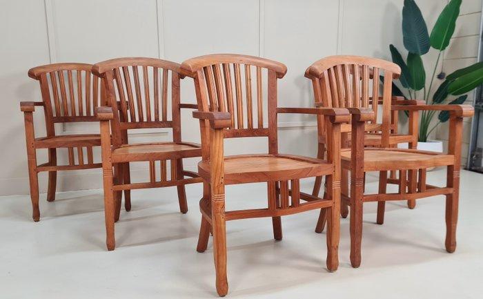 Eetkamerstoel - Teak - Set van zes volhouten teakhouten, Antiquités & Art, Curiosités & Brocante