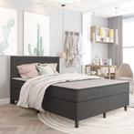 vidaXL Boxspring stof donkergrijs 140x200 cm, Huis en Inrichting, Slaapkamer | Bedden, Verzenden, Nieuw