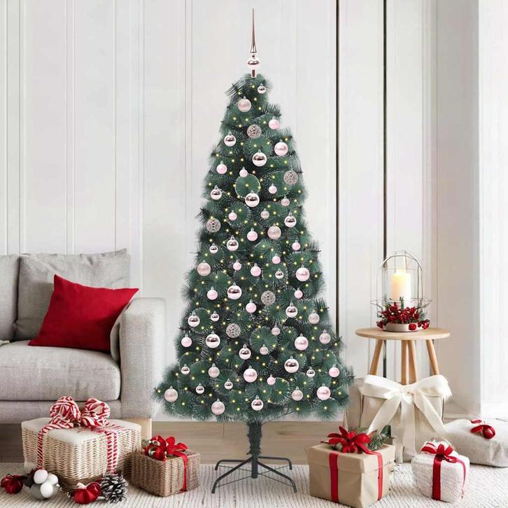vidaXL Kunst kerstboom met verlichting en ballen set Groen, Diversen, Kerst, Nieuw, Verzenden