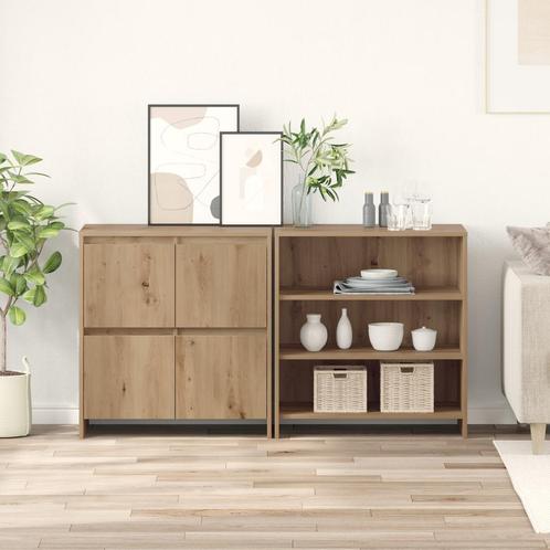 vidaXL Dressoirs 2 pcs artisanaal eikenkleurig 70 x 41 x 75, Huis en Inrichting, Kasten | Dressoirs, Nieuw, Verzenden