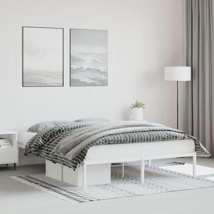 vidaXL Bedframe metaal wit 160x200 cm, Huis en Inrichting, Slaapkamer | Bedden, Nieuw, Verzenden