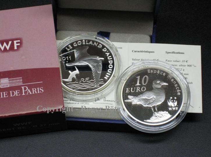 Frankreich 10 Euro zilver 2011 Wwf Korallenmoewe Pp Ovp rar, Postzegels en Munten, Munten | Europa | Euromunten, België, Verzenden
