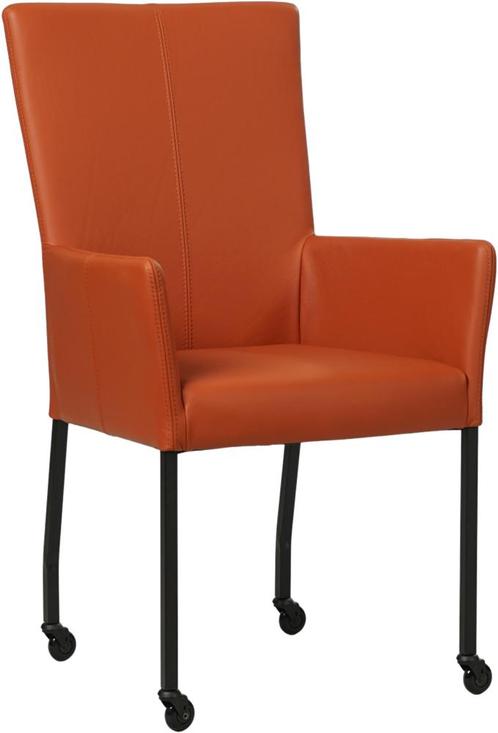 Cognac leren moderne eetkamerstoel - met armleuning poot, Huis en Inrichting, Stoelen, Overige kleuren, Eén, Nieuw, Leer, Ophalen of Verzenden
