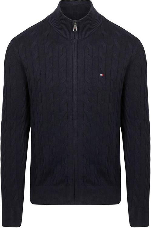 Tommy Hilfiger Vest Zip Cable Navy maat Maat 52/54 (L) Heren, Kleding | Heren, Truien en Vesten, Blauw, Nieuw, Maat 52/54 (L)