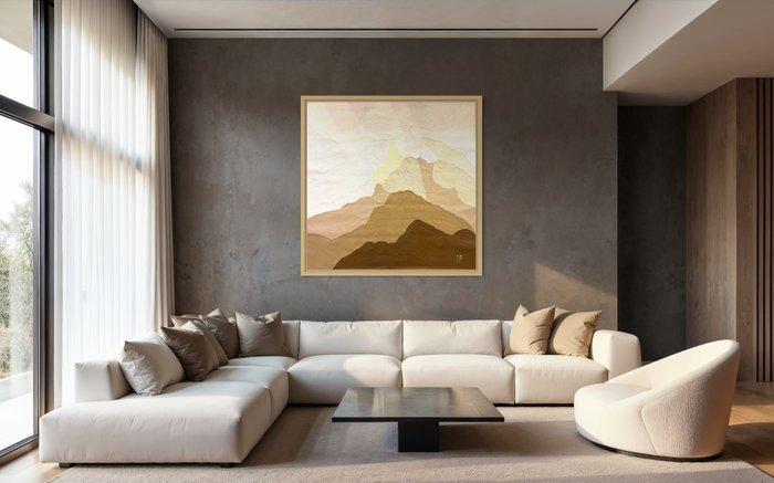 Sam Burnet (1969) - Zen Mountain XXL Acrylique sur toile, Antiek en Kunst, Kunst | Schilderijen | Modern