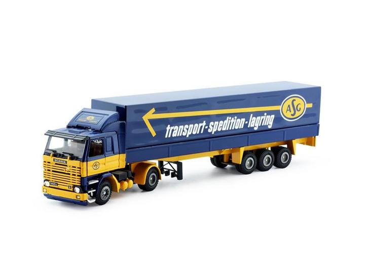 Schaal 1:50 Tekno 850208 Zweden 1985 ASG Huifoplegger #4074, Hobby en Vrije tijd, Modelauto's | 1:50, Gebruikt, Tekno, Ophalen of Verzenden