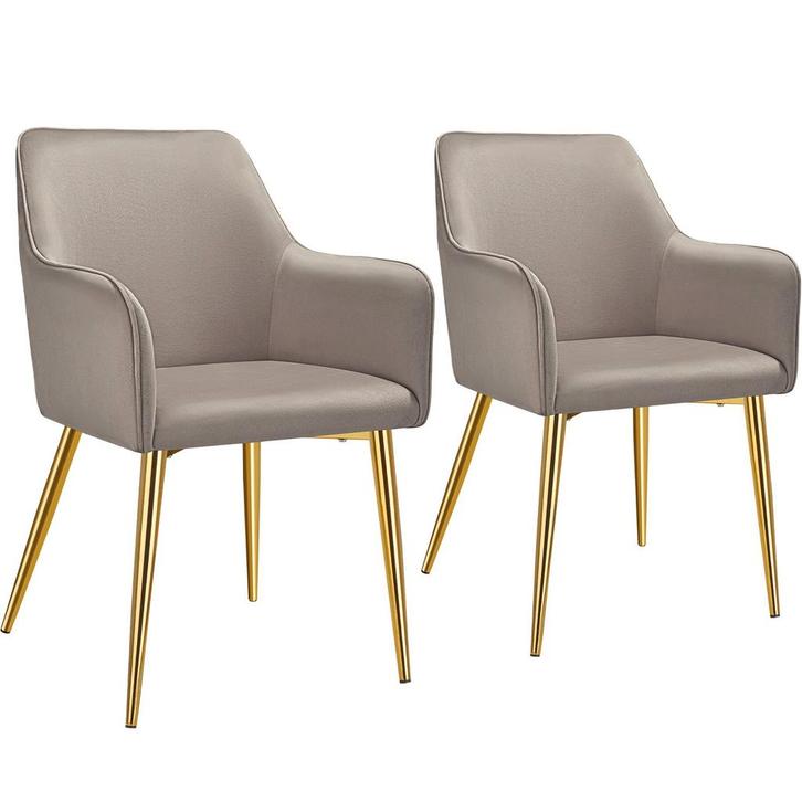 tectake Eetkamerstoel Avane, fluweellook, gestoffeerd - taup, Huis en Inrichting, Stoelen, Verzenden