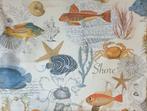 Mediterraan textiel met vissen, koraal en schelpen -, Antiek en Kunst
