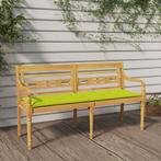 vidaXL Bankje Batavia met heldergroen kussen 150 cm massief, Tuin en Terras, Verzenden, Nieuw